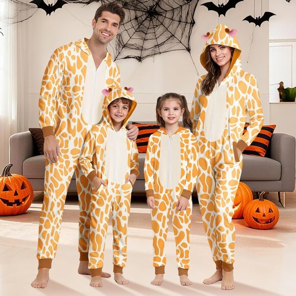 Family Christmas Pajamas Onesie Hooded Sleepwear Allover Pattern - Picture 2 of 4